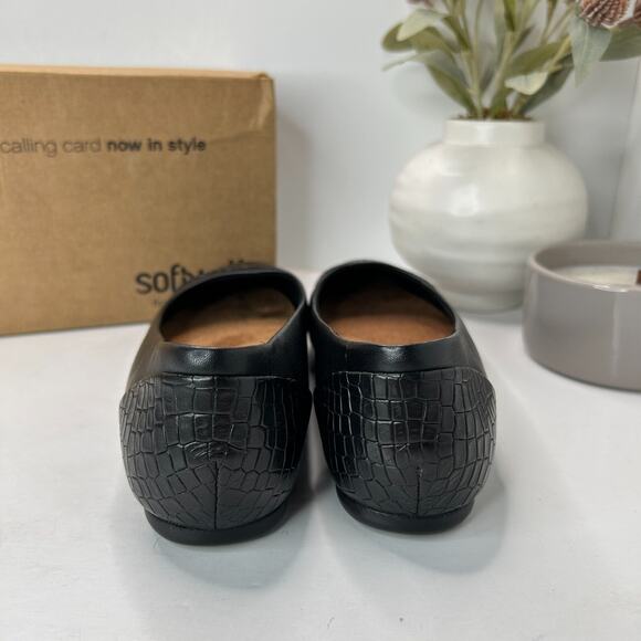 Softwalk Sonoma Cap Toe Ballet Flat Black Croco S1907-027 Women's 7.5W Tried On - Picture 4 of 10